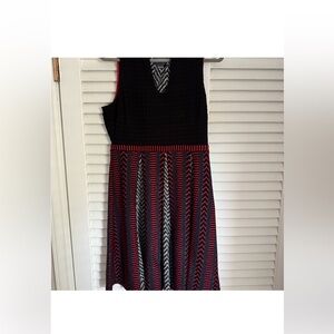 Maeve Black and Red Patterned Midi Dress
